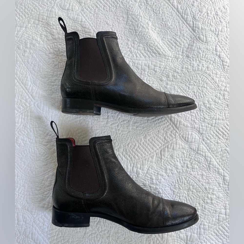 Santoni Womens Dark Brown Leather Chelsea Ankle Boots Euro 41 US 9.5 10 pull on